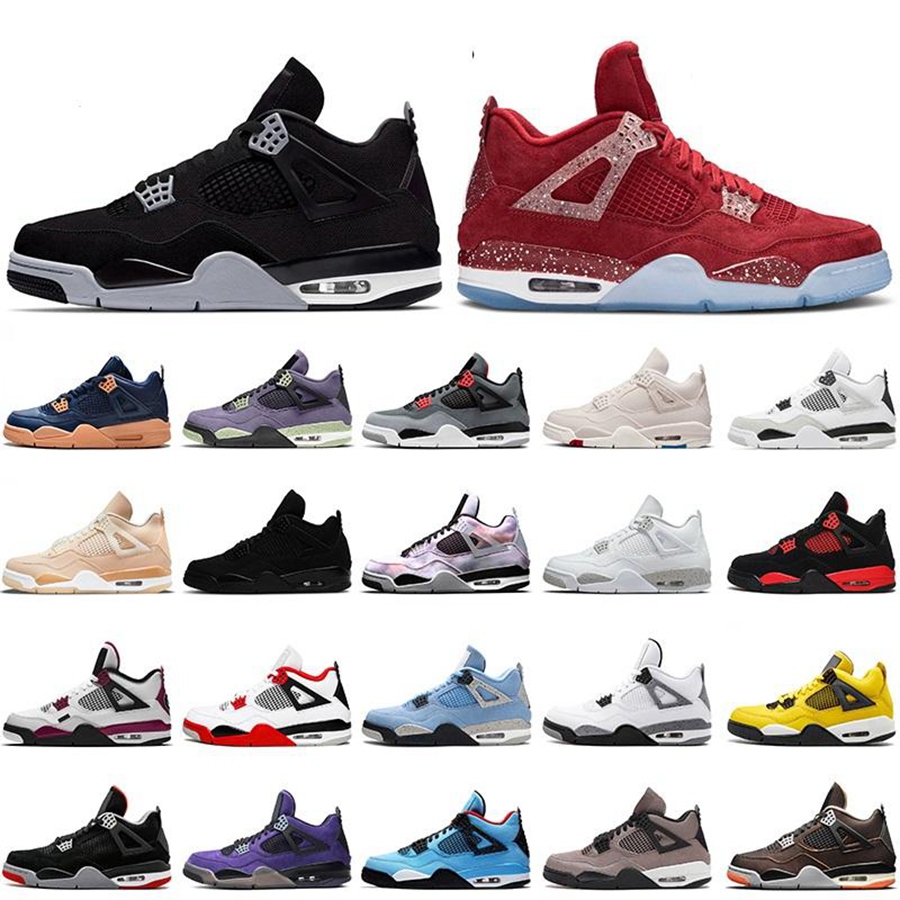 

Basketball Shoes Mens Jumpman 4 4s Columbia II Red Thunder White Oreo Canyon Purple Military Black Cat Canvas Sail Cactus jack Trainers Sneakers Sports 40-46, 35