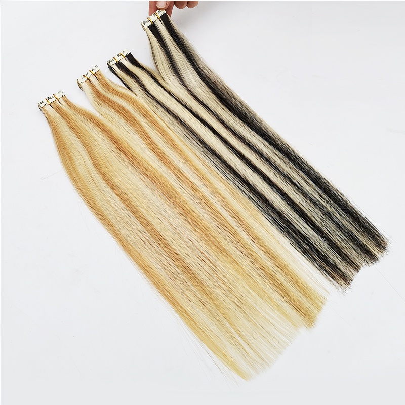 

Invisible Skin Weft Remy Human Tape In Hair Extension Brazilian P27/613 Piano Color Natural Black Brown Blonde Double Sided Tape 100g 40pcs, Specification: 100g/40pieces