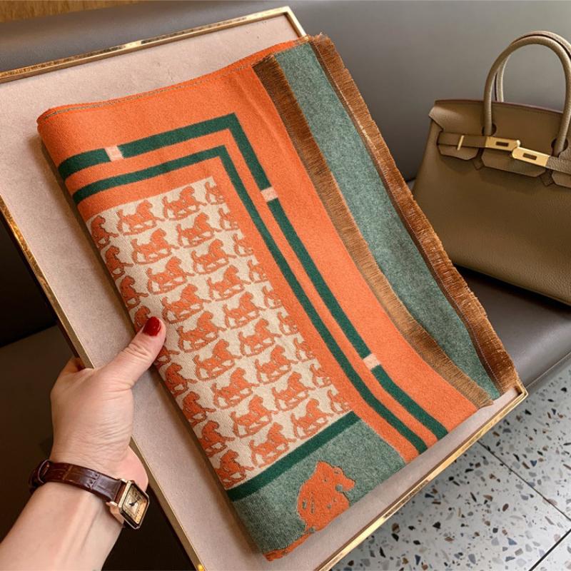 

Scarves Scarf For Women Warm Cashmere Shawl Wrap Large Pashmina Blanket Designer Carriage Print Female FoulardScarvesScarves