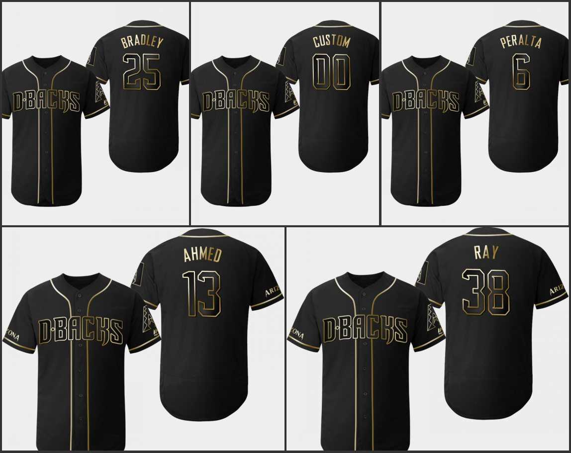 

Arizona' Diamondbacks Men Women Youth #6 David Peralta 25 Archie Bradley 38 Robbie Ray 13 Nick Ahmed Custom Black Flex Base Jersey