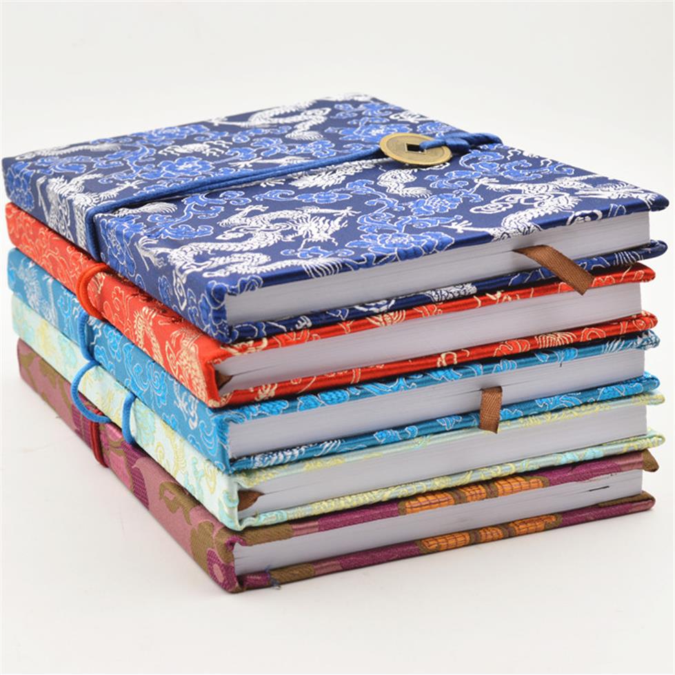 

Large Joyous Coin Chinese Silk Notebook Gift Color Adult Diary Brocade Craft Vintage Business Hardcover Notepad Notebook 1pcs239a
