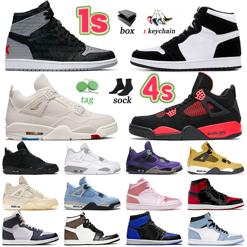 Big Size US 13 Jumpman 1 1s Basketball Shoes Designer Women Rebellionaire Sports Bred Patent 4s Red Thunder 4 Black Cat Outdoor White Oreo Banned Men Trainers Sneakers