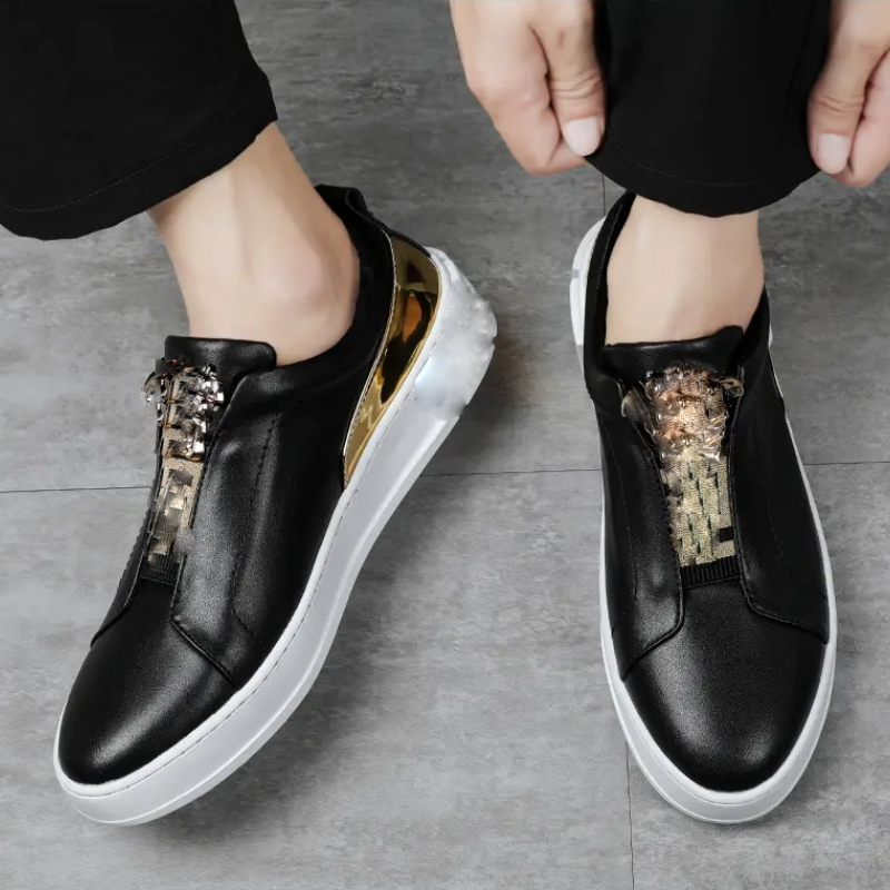 

Small White Shoes Men PU Leather Color Matching Fashion Classic Full Matching Lace Up Thick Soled Daily Outdoor Casual HM449