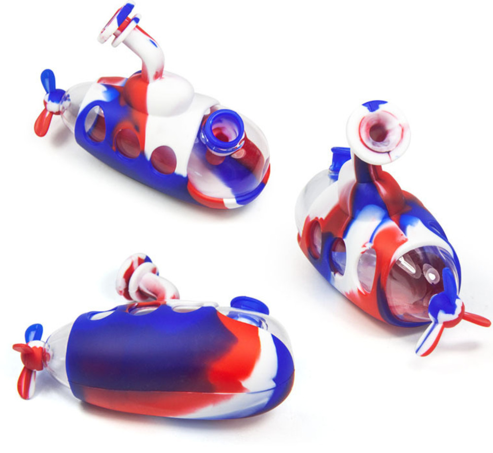 

Submarine silicone water pipe HOOKAHS mini bong Filter glass pipe with Glass fittings