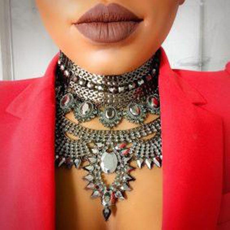 

Chains Luxury Maxi Metal Necklaces Vintage Crystal Choker Party Statement Female Punk Necklace Fashion Wholesale Women JewelryChains