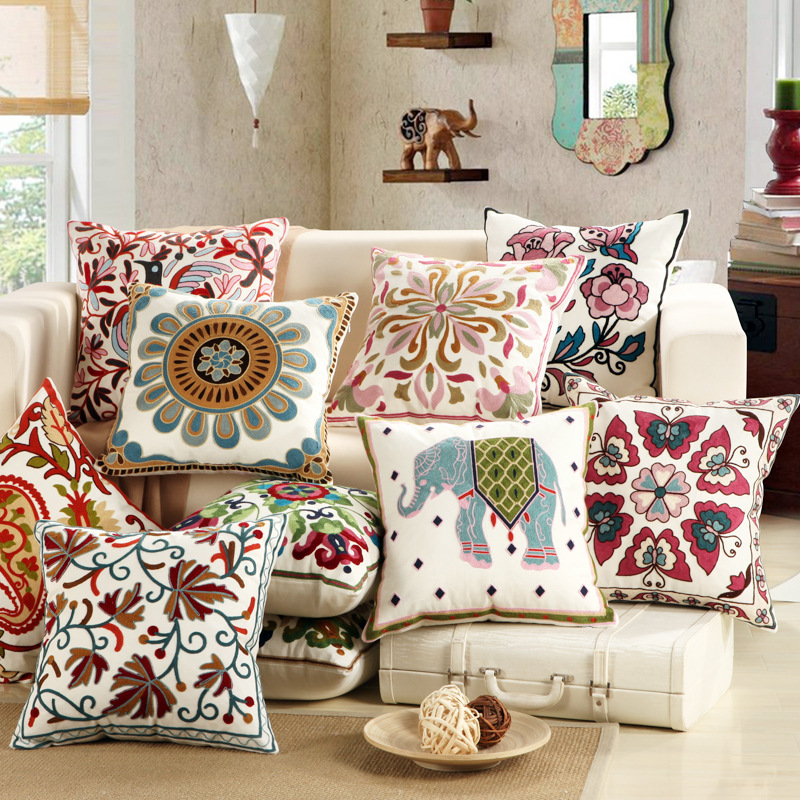 national wind Decorative Pillow embroidery car pillows sofa large cushion manufacturer's wholesale volume from the bedside pillow slides-image-784067225