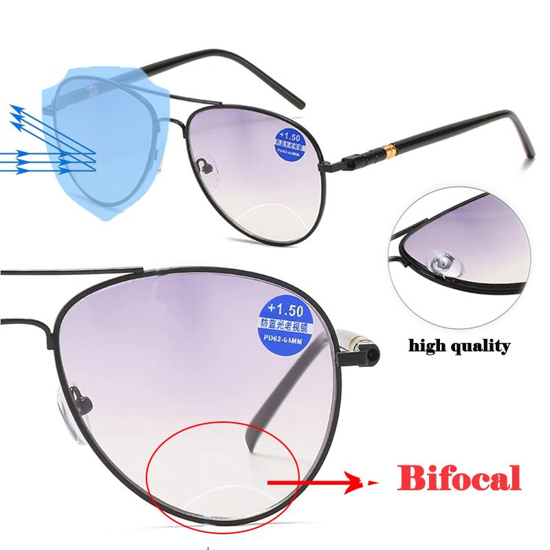 

Sunglasses Outdoor Big Frame Sun Bifocal Reading Glasses Men Fashion Clear Far Near Anti-blue Ray Computer Blue Blocking Gafas 200Sunglasses