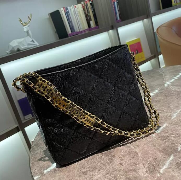 

SW 2022Ssw Vintage Classic Mini Quilted Hobo Black Caviar Leather Bags Calfskin With Letter Gold Metal Matelasse Chain Shoulder Underarm Designer Handbag Totes, Extra freight