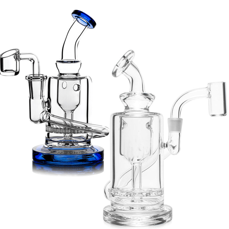 

hookahs recycler rig bongs glass smoking pipe mini beaker bong blue 14mm banger
