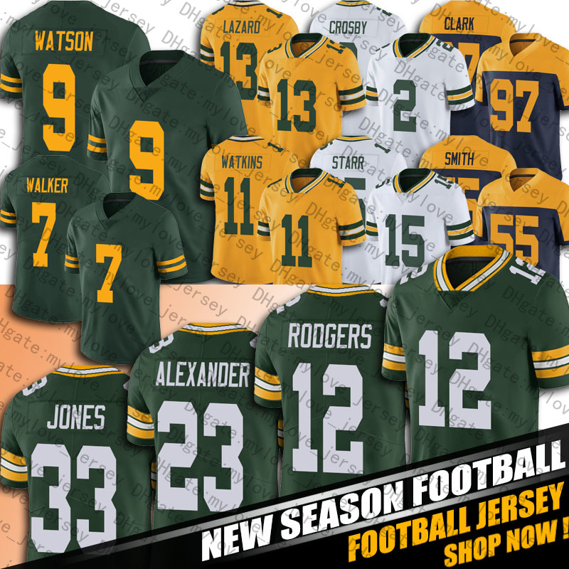 

12 Aaron Rodgers Jones Allen Lazard Jersey Football Green Bayes Packer Jaire Alexander Darnell Savage Jr Mason Crosby Jerseys Sammy Watkins Christian Watson Clark, Youth custom jersey (bzg)