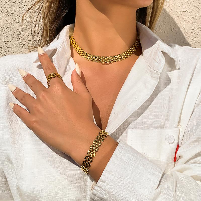 

Chains IngeSight.Z Vintage Multi Row Chunky Thick Wide Choker Necklaces Collar Gold Color Chain Clavicle For Women Jewelry