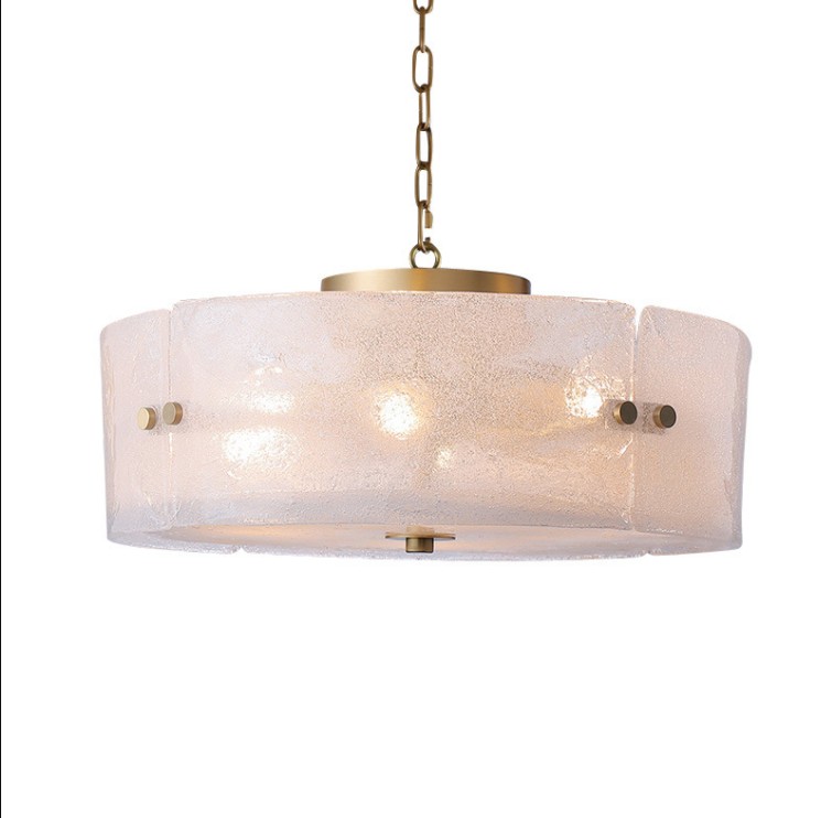 

Light luxury postmodern all copper Lamps simple glass living room dining room bedroom study creative chandelier