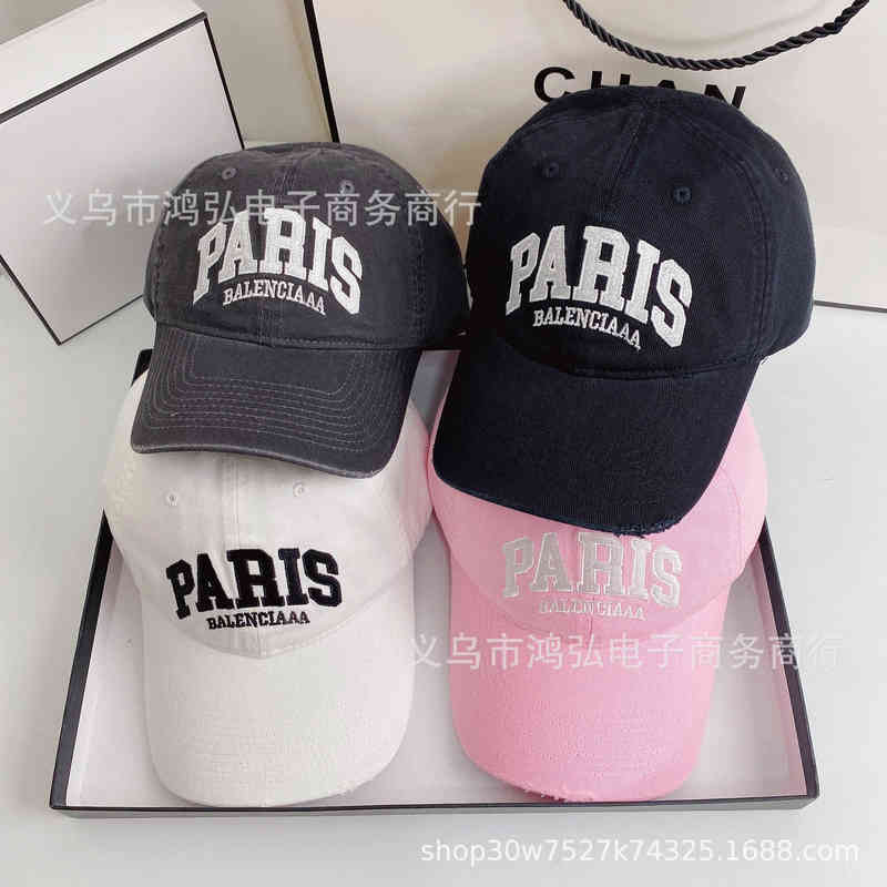 

Balenciga Ball Caps 2022 original high quality and correct version of Paris home washed baseball cap ins duck tongue cap, Black
