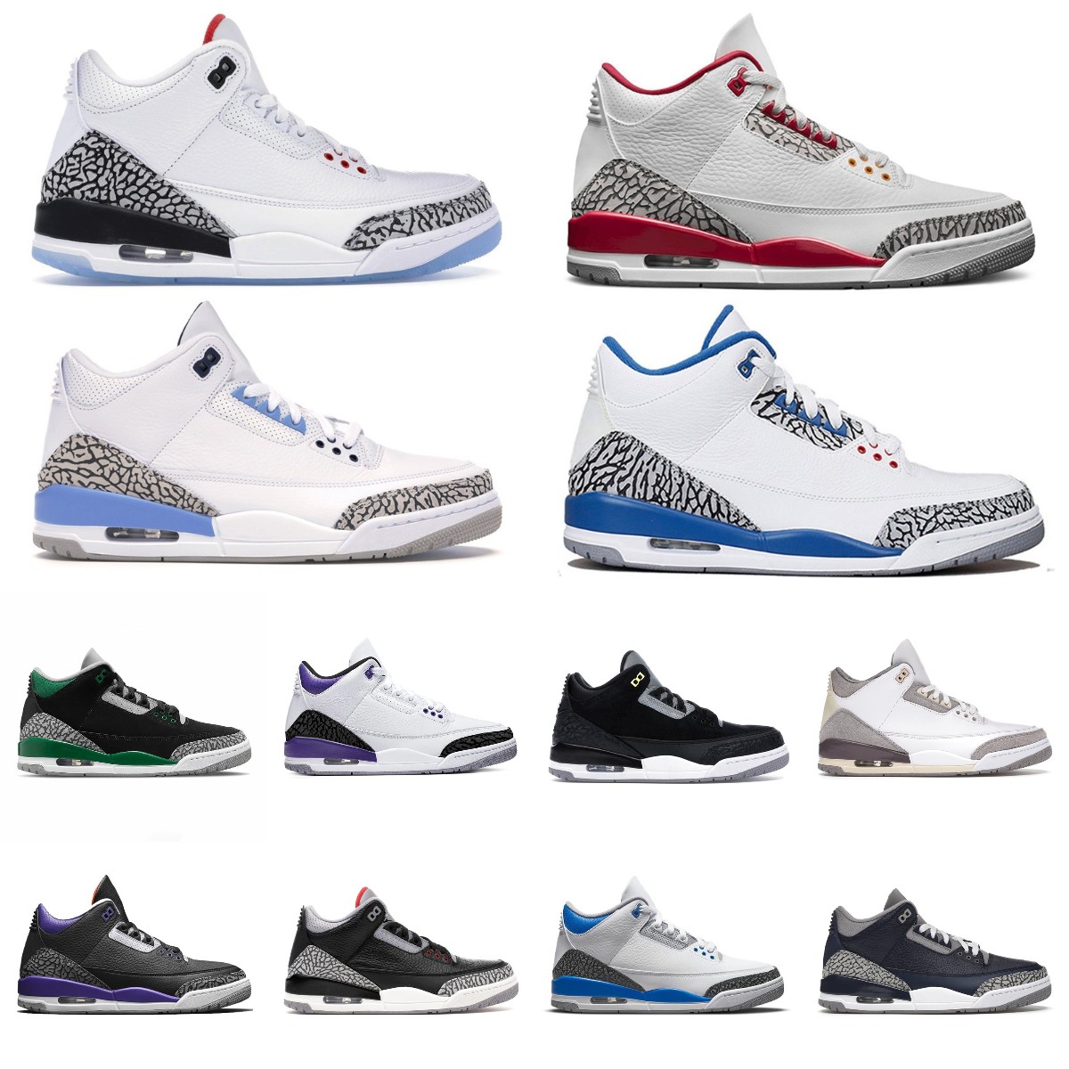 

Mens Basketball shoes 3 3s Cardinal Racer Blue Pine Green UNC Medium Cool Grey Dark Iris Desert Elephant WHITE black Cement Georgetown Knicks trainers sports sneaker, Bubble column