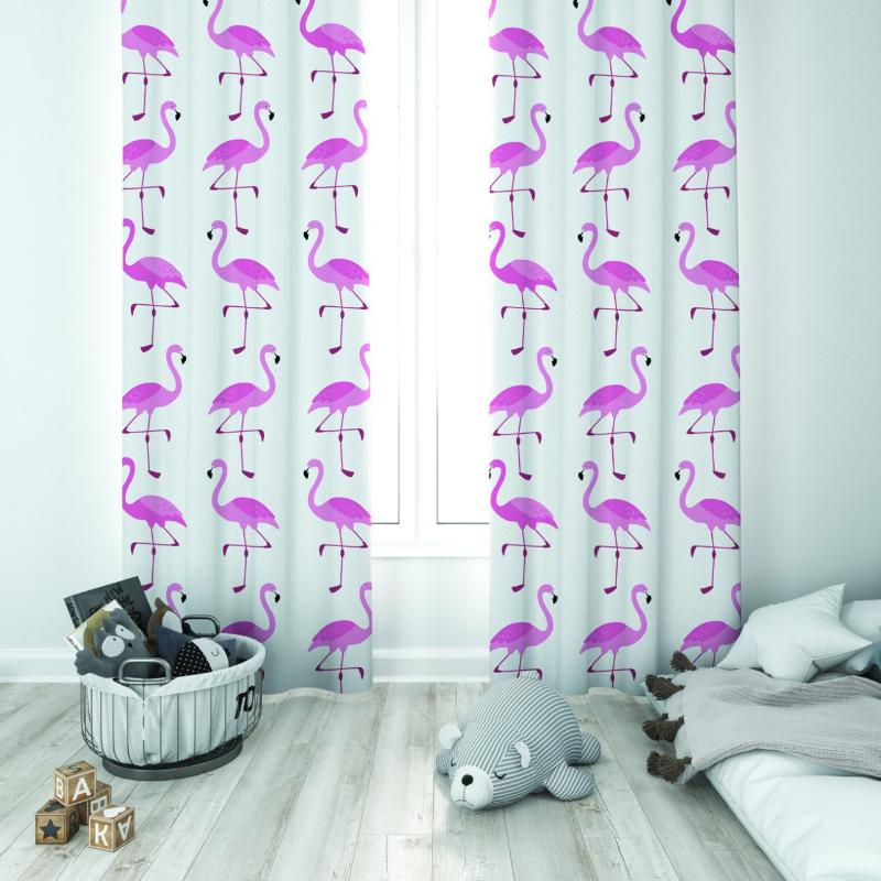 

Curtain & Drapes Cute Tiny Flamingo White Backdrop Unisex Baby Room Special Design Canopy Hook Button Blackout Jealous Window Bedroom, 65x135 cm ( 1 pcs)