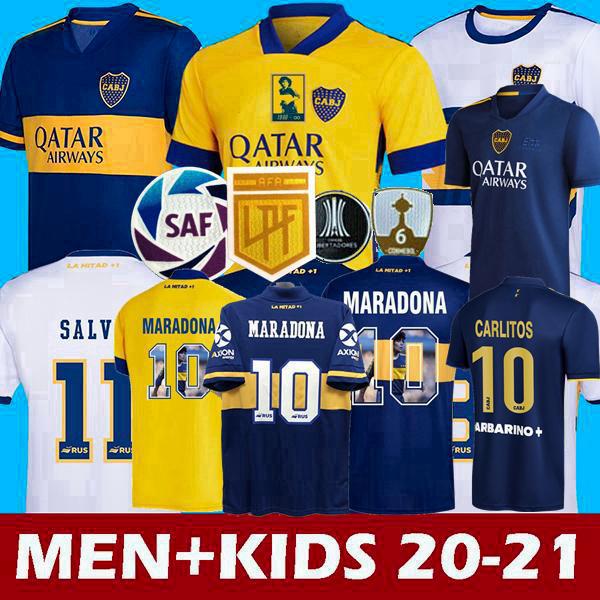 

2020 2021 Boca Juniors Soccer Jerseys CARDONA MARADONA DE ROSSI TEVEZ ALEXIS SALVIO MAURO home away 3rd 20 21 football men kids shirt 4XL, Home kids sets