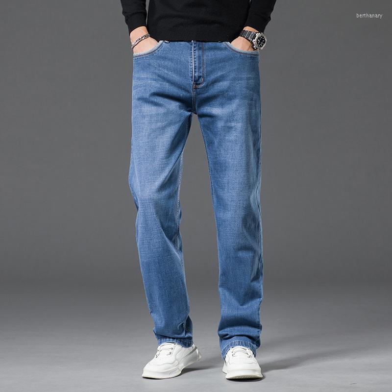

Men's Jeans Spring Summer Men's Thin Straight-leg Loose Classic Style Advanced Stretch Baggy Pants Male Plus Size 40 42 44Men's Bert22, Dark blue