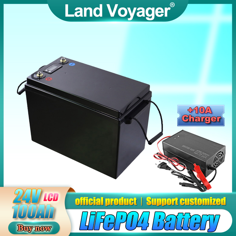 

Land Voyager 24V 100Ah LiFePO4 Battery Golf Car for Forklift waterproof battery pack inverter solar system boat motor