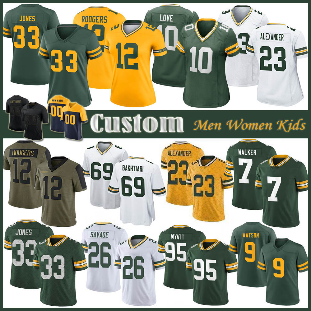 

Jersey Green Bay''Packers''7 Quay Walker 95 Devonte Wyatt Custom Men Football 9 Christian Watson Aaron Rodgers Jones Jaire Alexander David B, Shown