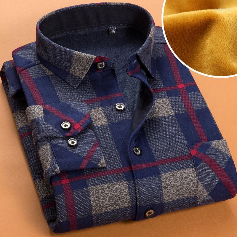 

Men Thermal Shirt Winter Thick Flannel Warm Plaid Dress Shirts Long Sleeve Men's Work Casual Slim Fit Thermo 6XL Eldd22, Ivory
