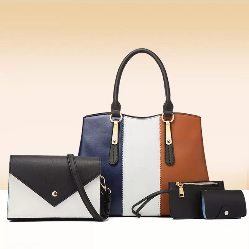 

2021 New Multi-piece Female Bag Fashion Hit Color One-shoulder Handbag Messenger Bags Clutch Large Capacity Crossbody Bags, Photo color
