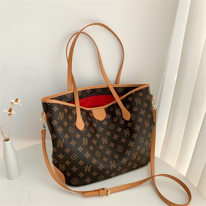 

Purse Large capacity shoulder women's autumn and winter new flower shopping portable Tote Bag commuter messenger bag, Dark brown small