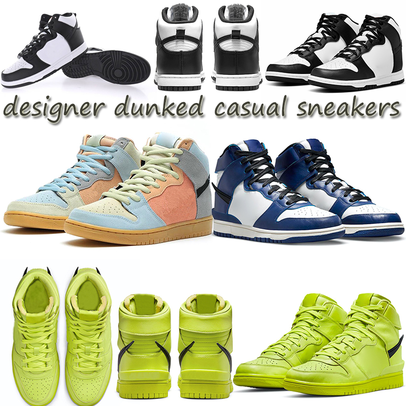 

Panda running shoes women men high dunked black white Flash Lime Team Crimson Sports sneakers