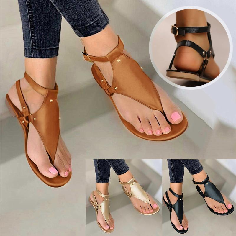 

Sandals Thong For Women Open Toe Shoes Flat Beach Ladies Buckle Strap Flip Flops Womens Athletic SandalsSandals, Black