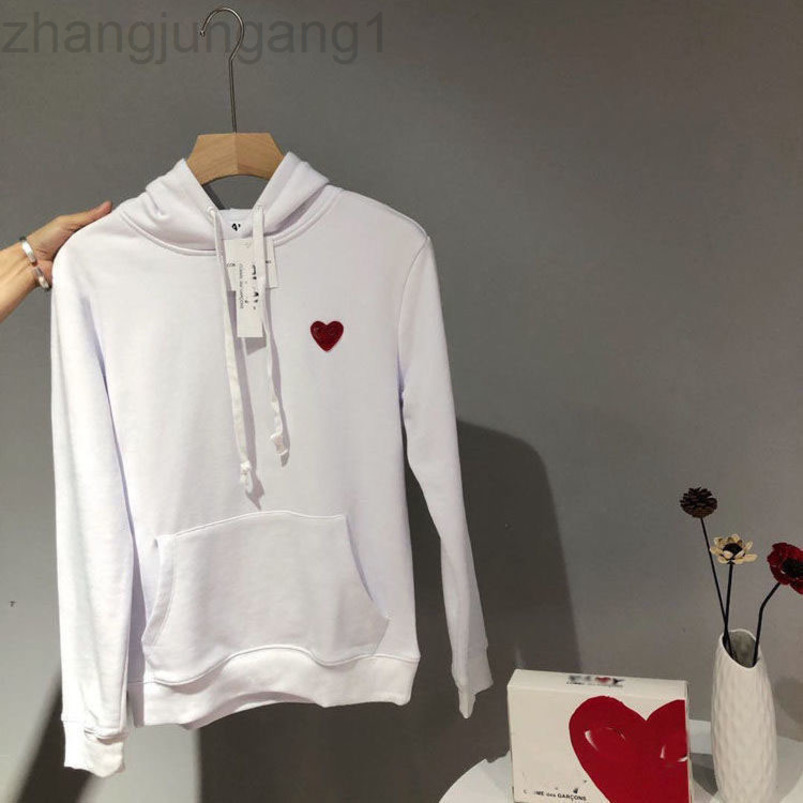 

Designer T shirt COMMES DES GARCONS Plush Autumn And Winter Cdgs Little Red Heart Embroidered Hooded Women' Love Play Cotton cdgs play white, Grey plush