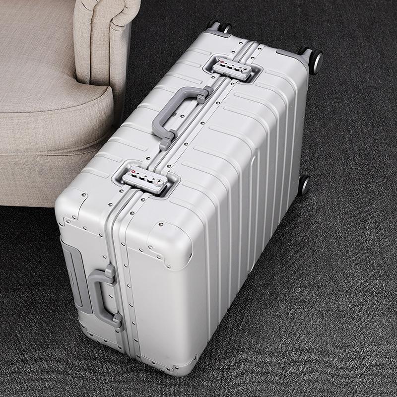Suitcases 100% Aluminum Alloy Pull Rod Suitcase 20/24/28inch Metal Luggage Fashionable Type Of Box-image-767192022