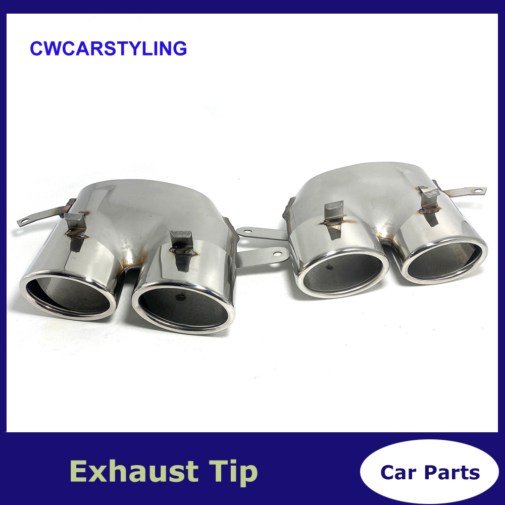 

1 Pair 4 Out Stainless Steel Car Exhaust Pipe For 2016-2018 Audi A6 A7 S Line Up To S6 S7 Muffler Tip Tailpipe Exhaust System