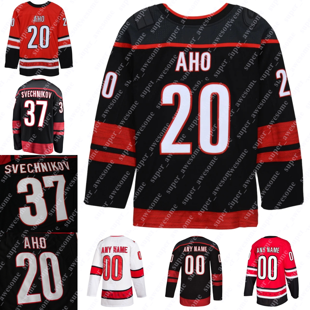 

20 Sebastian Aho Jersey 37 Andrei Svechnikov 11 Staal 31 Frederik Andersen Hockey Jerseys Black Red White Stitched