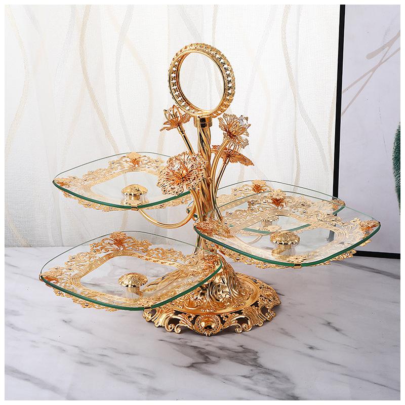 

Dishes & Plates Stylish Light Luxury Quality Multi-functional Separation Storage Plate European Glass Living Room El Pastry Fruit Plate., Gold