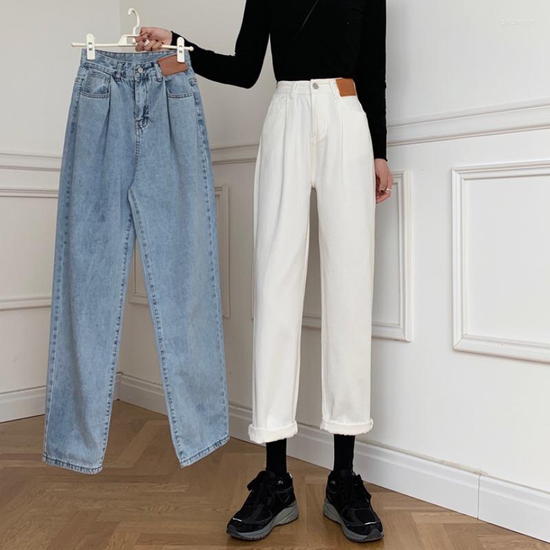 

Women' Jeans Vintage High Waist Straight For Women Streetwear Loose Female Denim Pants Buttons Zipper Ladies Trousers Girls 2022Women, Beige