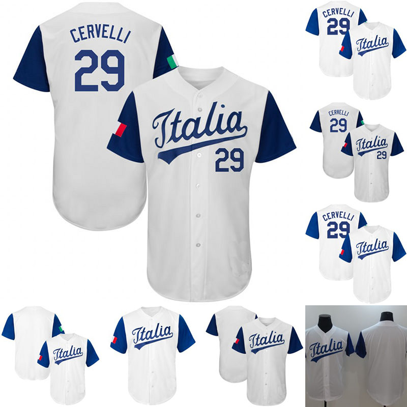 

2017 Italy World Baseball Classic WBC Jersey 29 Francisco Cervelli Custom Baseball Jerseys Mens Womens Youth S-4XL, 29 cool base