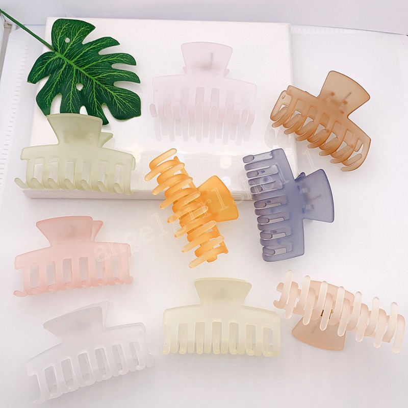 

7.5cm Korea INS Candy Color Matte Clamps Women Back Of The Head Small Hair Claw Girl Hair Accessories, Mixed color