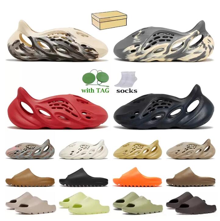 

2022 OG Design Foam Runner Mens Women Slipper Slides Glow Green Pure Enflame Orange Soot Cream Clay Mineral Blue Sandals Runners With Box Maximum size 36-47, Please contact us