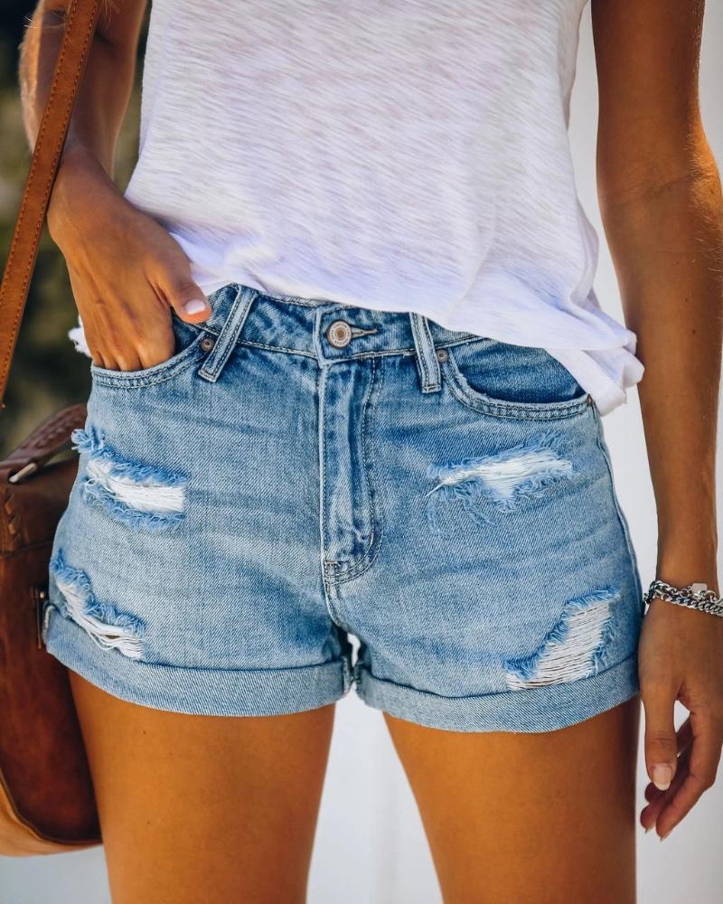 

Women' Shorts Fashion Women Slim Hole Denim Summer Casual Sexy Wash Streetwear Ripped High Waist JeansWomen, Black