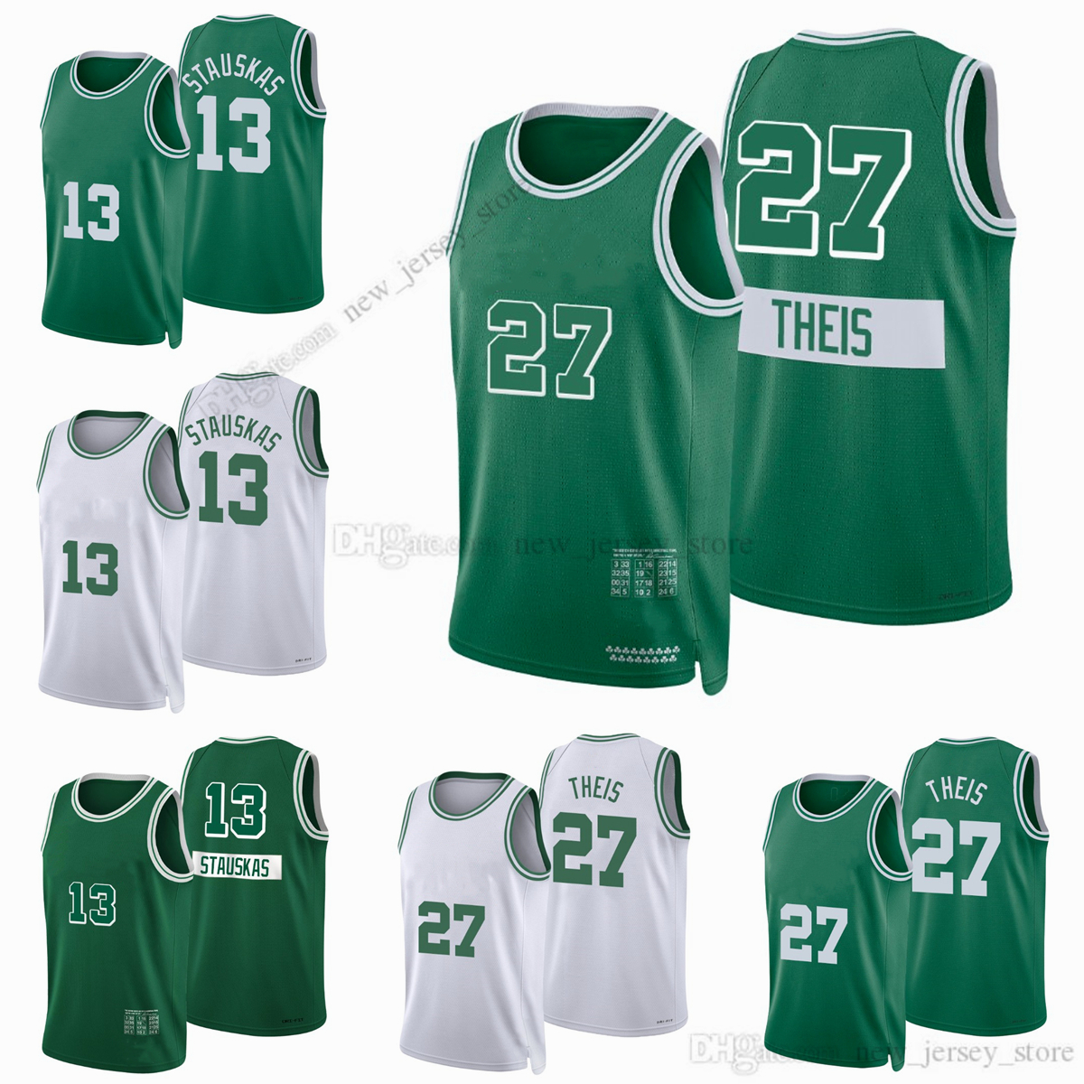 

Printed 2022 New City Basketball 27 Daniel Theis Jerseys 40 Luke Kornet 13 Nik Stauskas White green Man Jersey, Printed (with team logo)