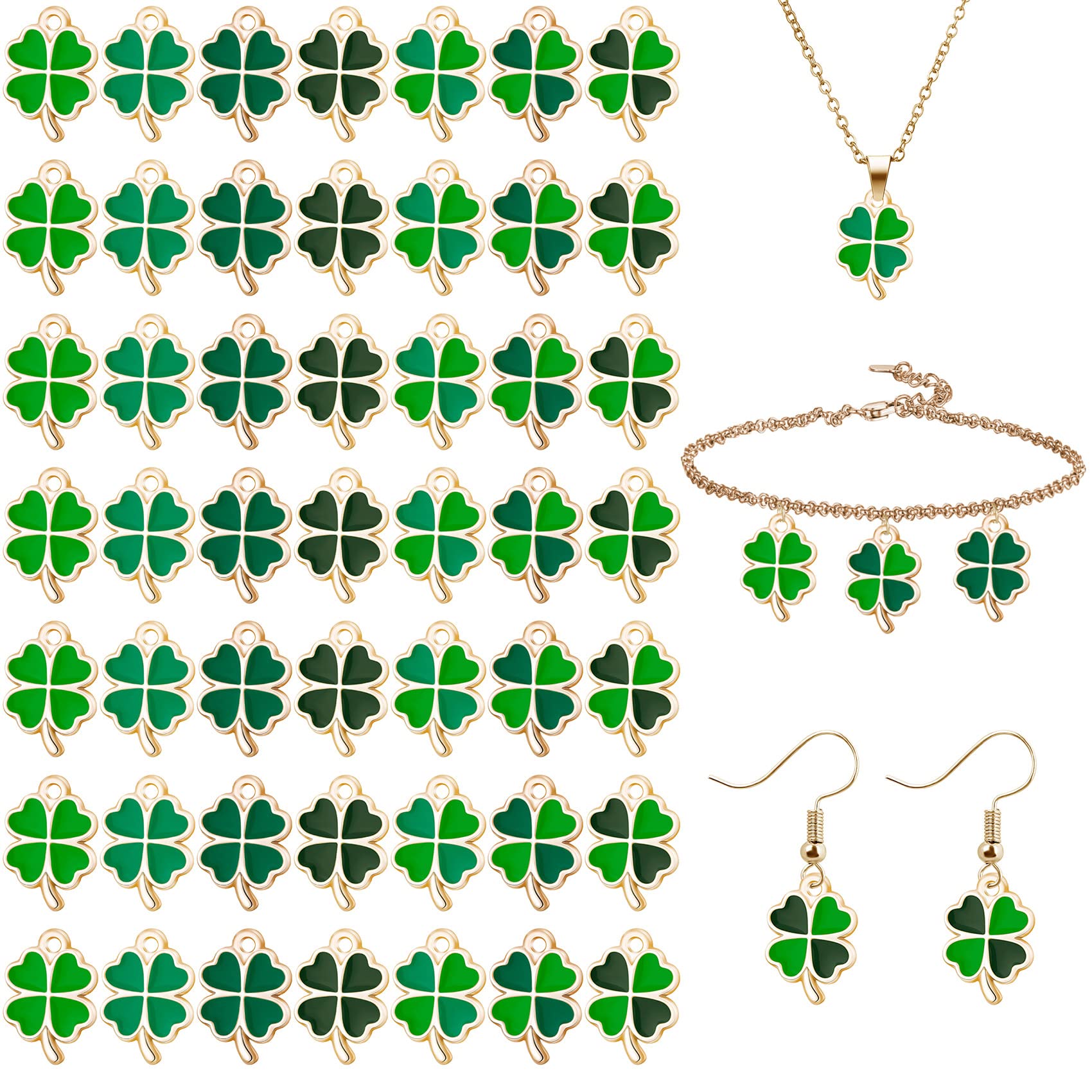

Pendant Necklaces Pagow St. Patricks Day Shamrock Charms Pendants Green Shape Assorted Four-leaf Charm Enamel Clover Beads For Neckla amxSu