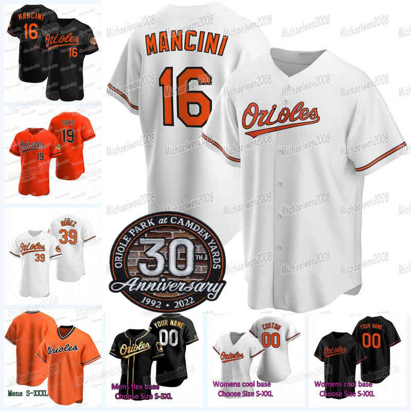 

16 Trey Mancini 2022 30TH Jersey Orioles Cedric Mullins Adley Rutschman Rougned Odor Chris Owings Austin Hays Cal Ripken Jr. Ryan McKenna, Men flex base