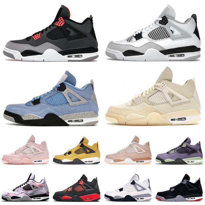 

Authentic Arrival Mens Basketball Jumpman Shoes 4 4s IV Red Thunder Infrared Military Black Starfish Shimmer Outdoor Sneakers 7-12, 13