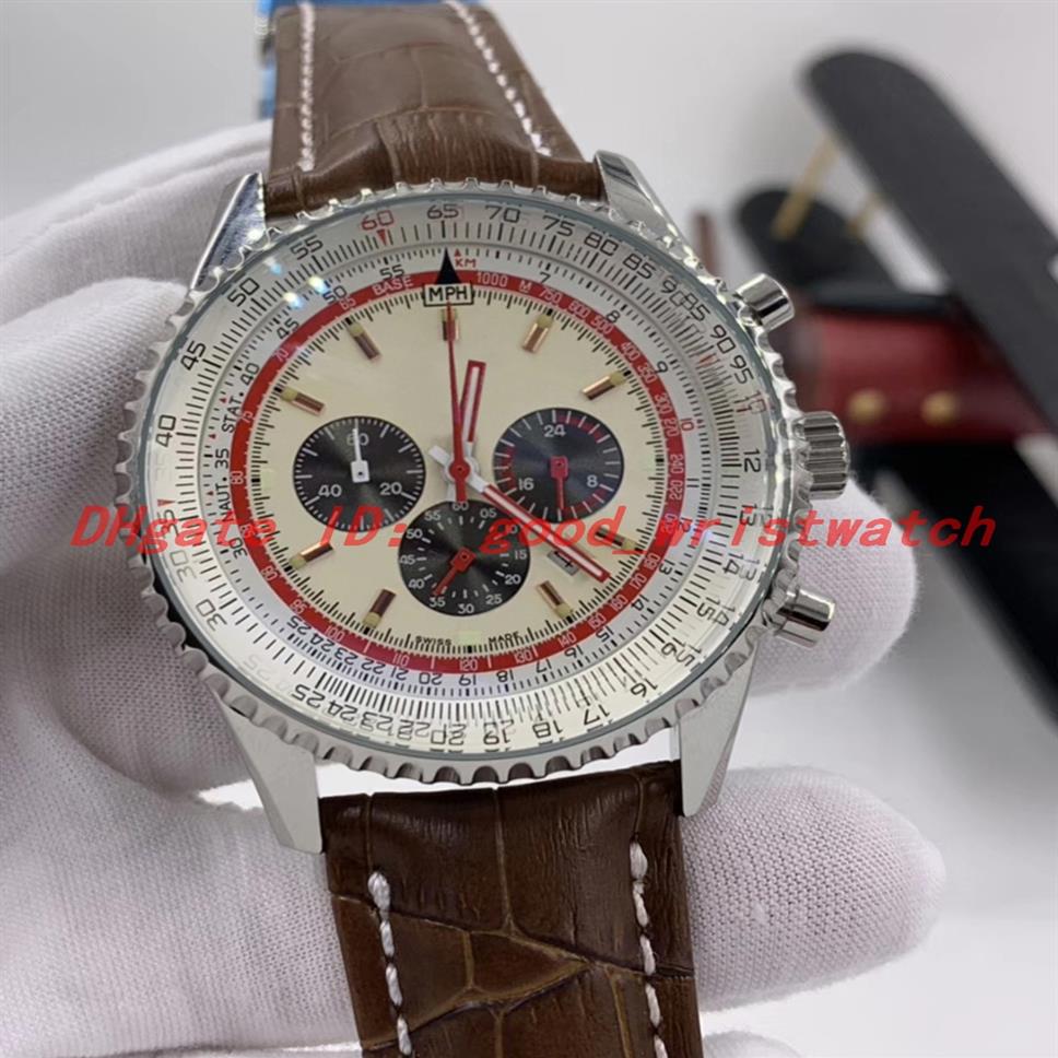 

Montre de luxe 1884 NAVITIMER watches Quartz movement Stopwatch stainless steel Brown leather strap Luxusuhr mens Wristwatches211r, Bl4