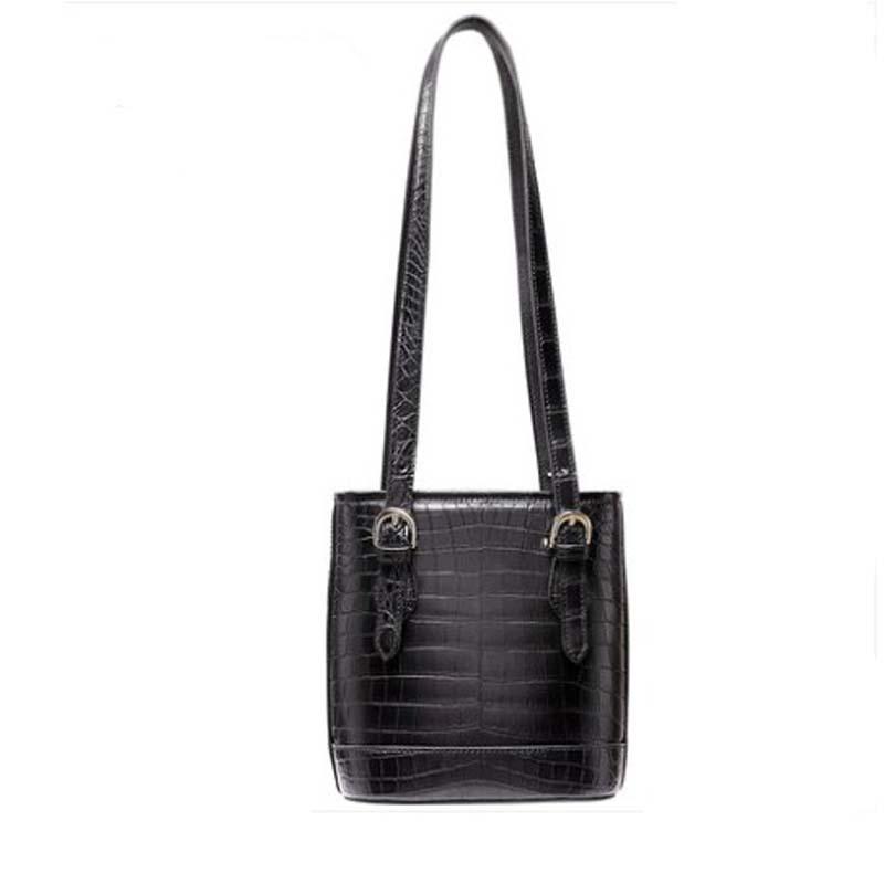 

Evening Bags Ouluoer Import Nile Crocodile Bag Female Fashion Black Bucket One Shoulder Women, A2