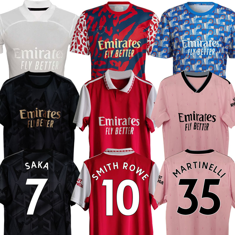 

22 23 PEPE SAKA Pink arsen soccer jerseys Fans Player version Gunners ODEGAARD THOMAS TIERNEY SMITH ROWE 2022 2023 no more red football shirt WHITE Black Men Kids kit, Kids home
