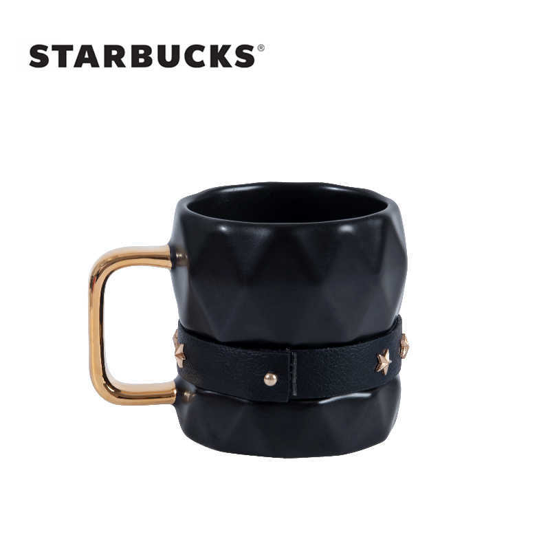 Starbucks coffee cup black gold Mug classic adult men's desktop ceramic home office Cup-image-760254421