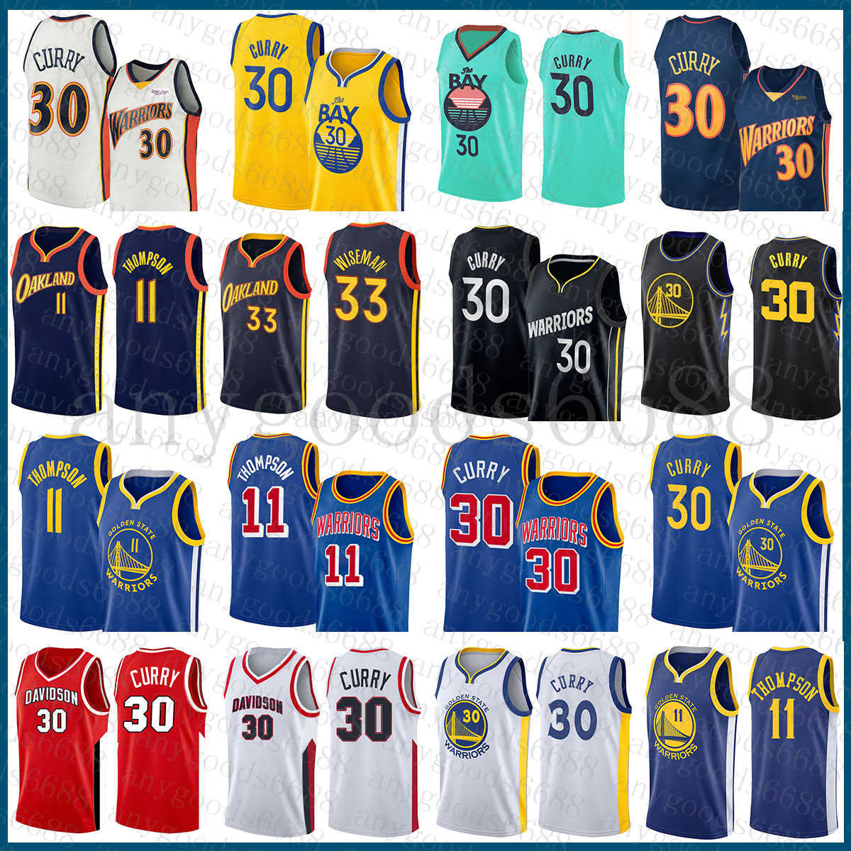 

Golden''State''Warriors''Men 33 Stephen Curry Klay Thompson Basketball Jersey 30 11 James Wiseman 038
