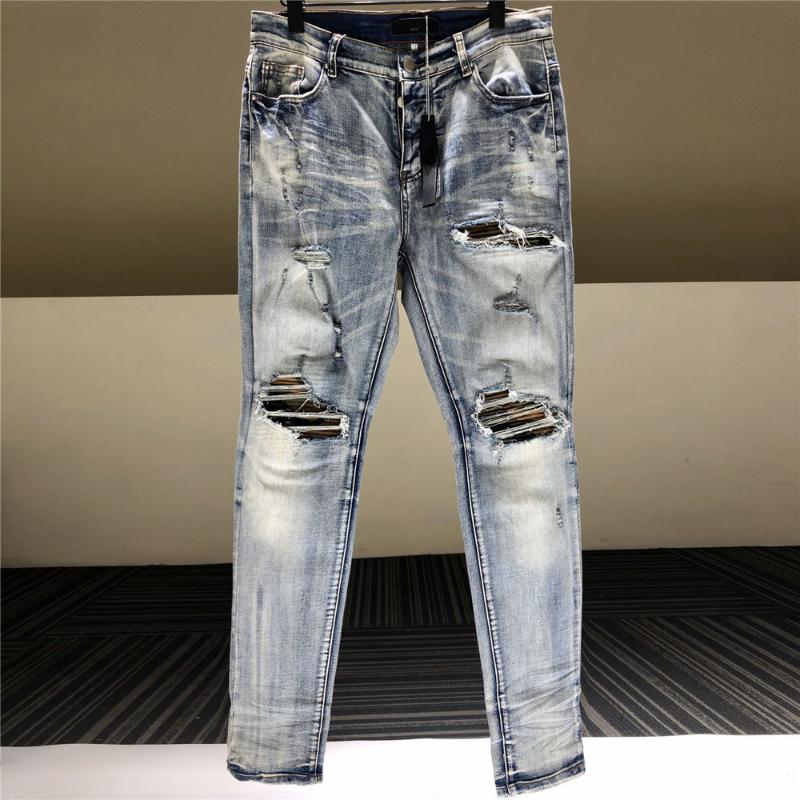 

Men's Jeans Camouflage Pattern Patchwork Mens Destroyed Ripped Jean Skinny Stretch Denim Pants Hip Hop Men Bootcut For MenMen's, Blue