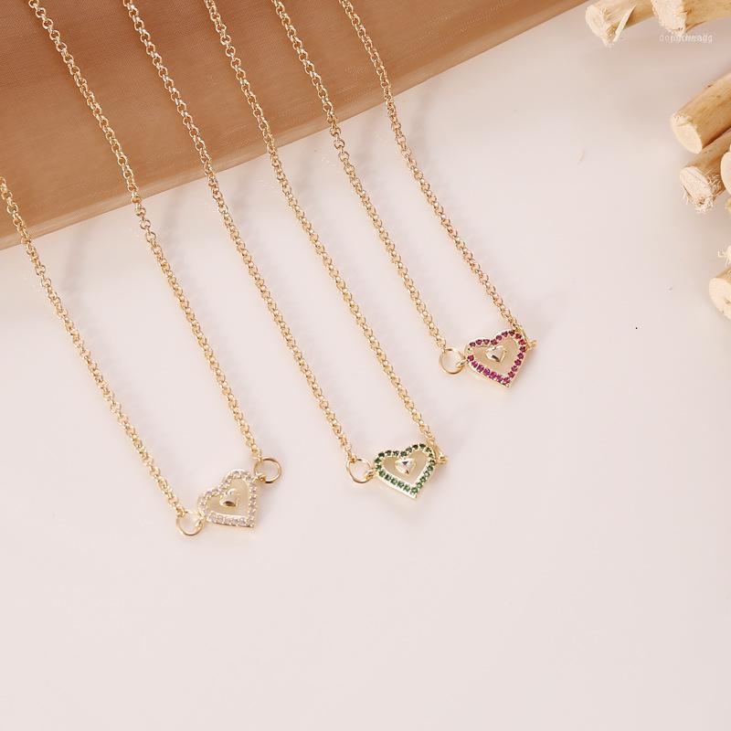 Chaînes Minuscule Chokers Collier Incrusté de Diamants Découpe Amour Minimaliste Bijoux Accessoires Coeur Colliers