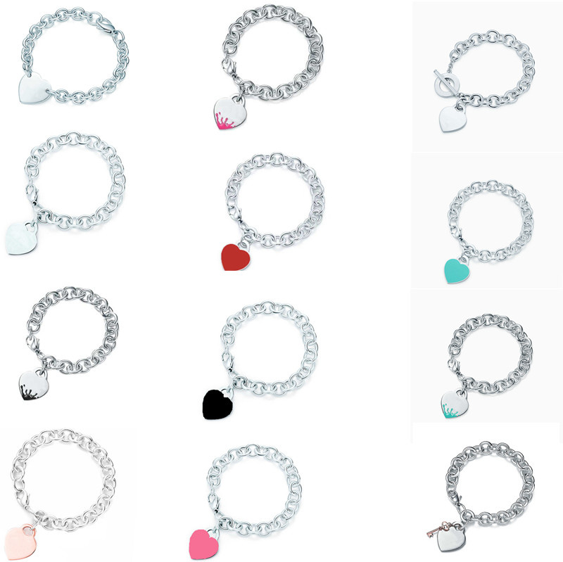 

T jewelry luxury love peach heart bracelet sterling silver 925 new fashion designer DIY accessories casual temperament girl classic charm ladies bangle gift